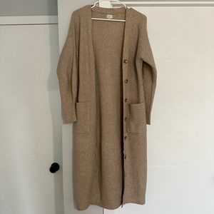 Long Khaki Cardigan (Size: XS)